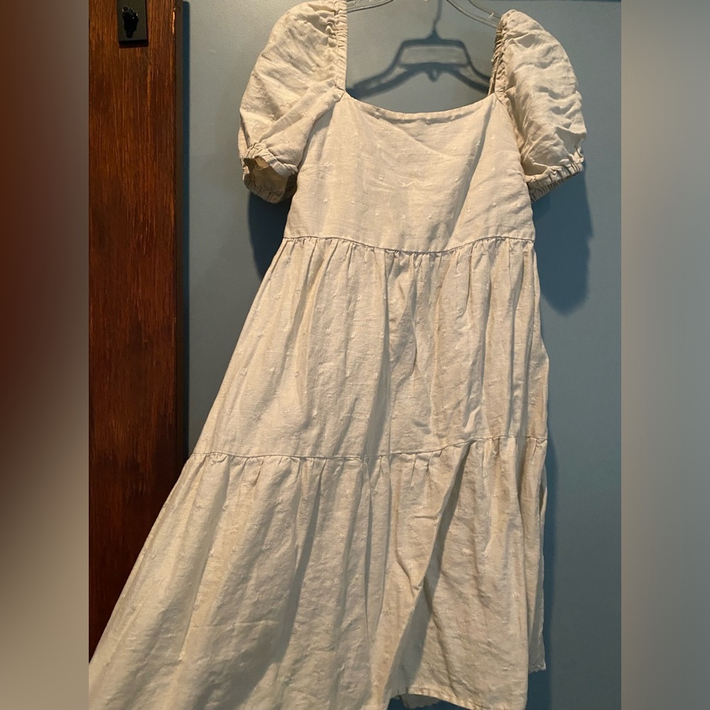 Mango cream linen dress